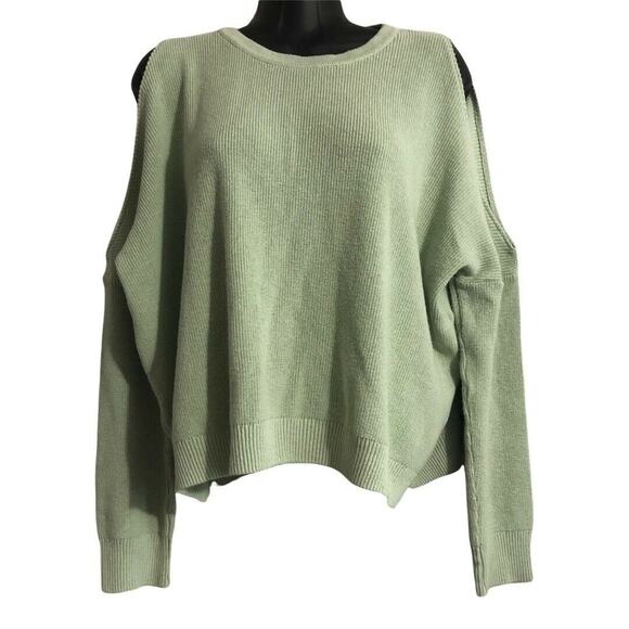ASOS Womens Sweater Size 2 Green Cold Open Shoulder Sweater Long Sleeve Shirt - Picture 1 of 6